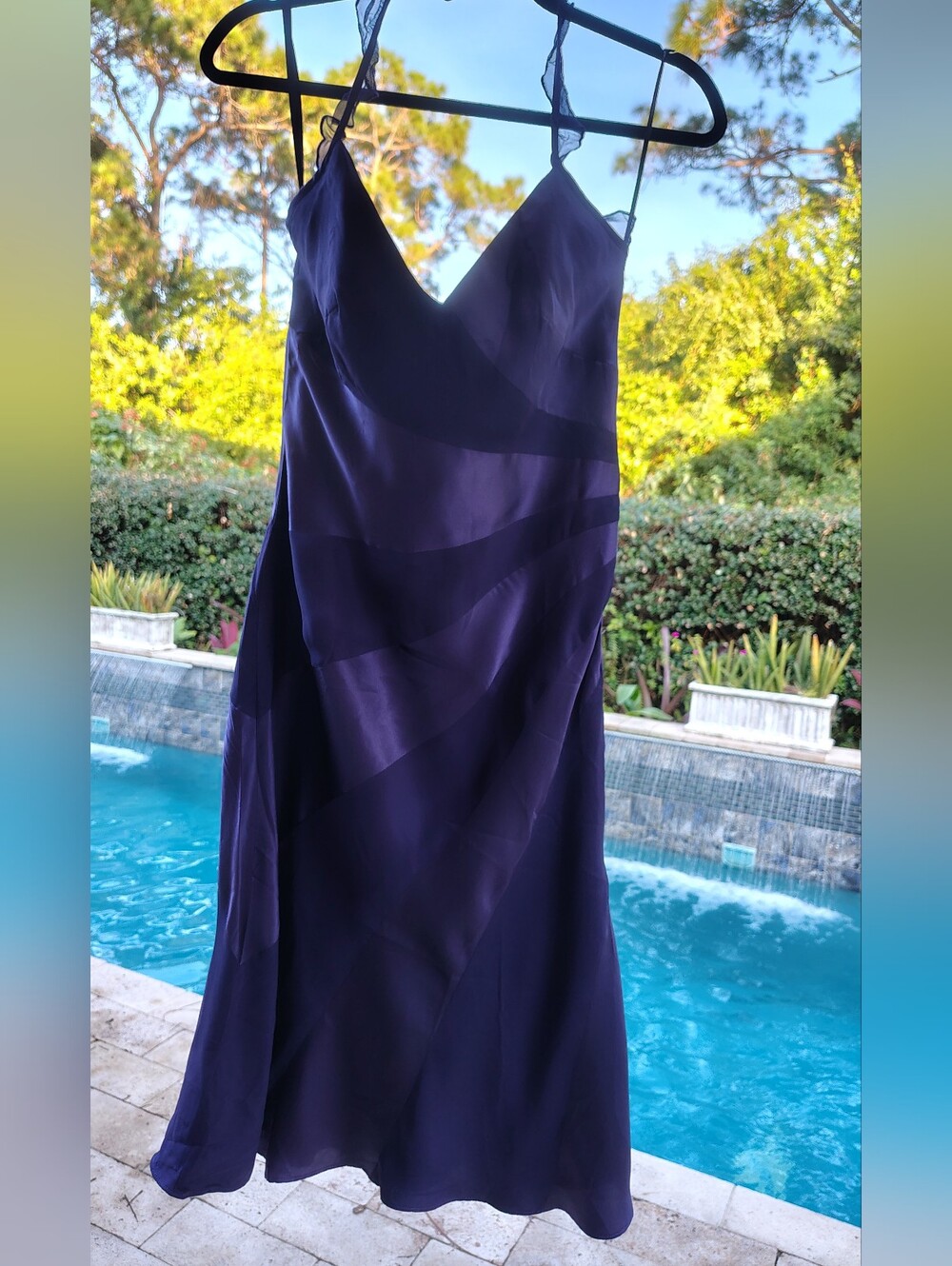 NWT $215 Deep Purple Silk Cocktail Dress by Shelli LAUNDRY Frilly Femme Swing 6